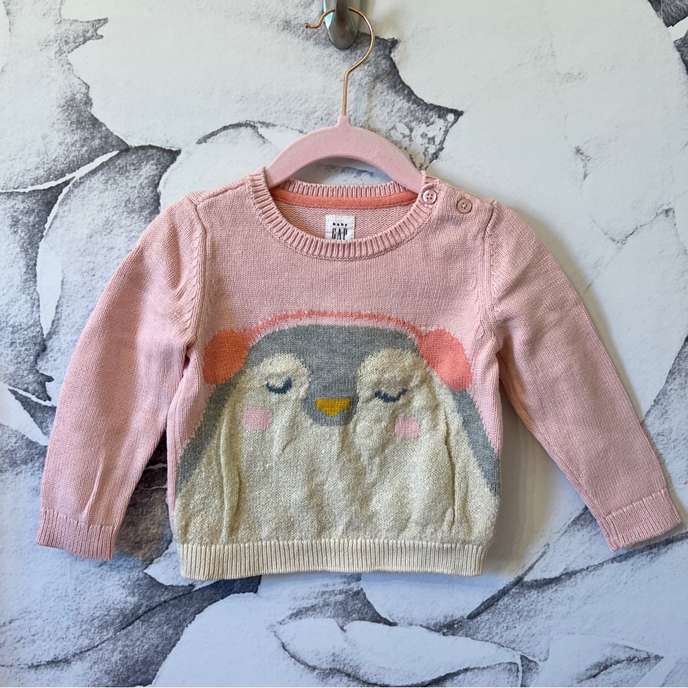 Baby GAP Penguin Ear Muffs SWEATER 12-18 months